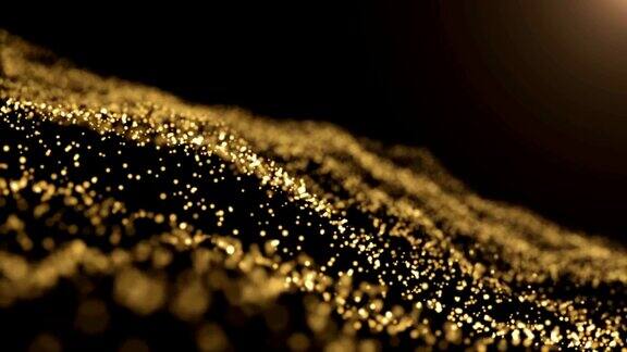 金粒子自然漂浮的有机颗粒在美丽的放松背景闪烁粒子与散景缓慢的运动