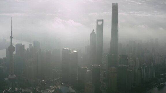 中国上海陆家嘴金融区鸟瞰图