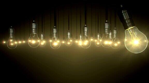 灯泡的动画摇摆不定的光芒上升