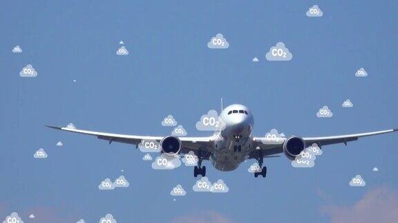 二氧化碳二氧化碳排放全球空气气候污染概念飞机