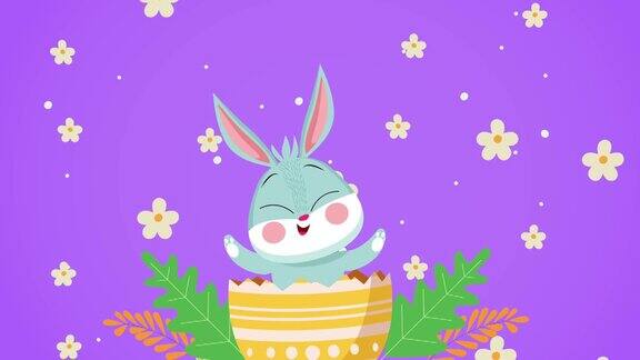 复活节快乐可爱的兔子在彩蛋