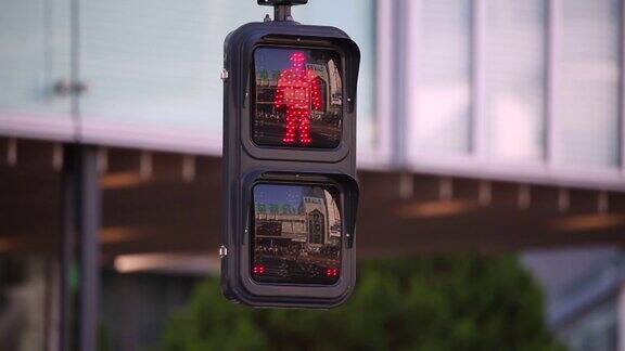 日本东京的行人交通灯由红变绿
