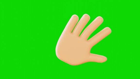 挥挥手动画波姿态表情符号股票视频Emoji按钮3d渲染无缝loopable孤立的背景轻松可以透明与任何编辑软件