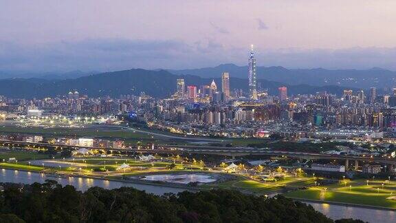 日落时分的4K台北城市