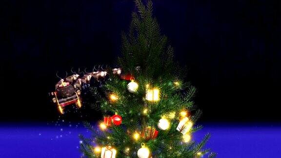 圣诞老人圣诞树发光4K