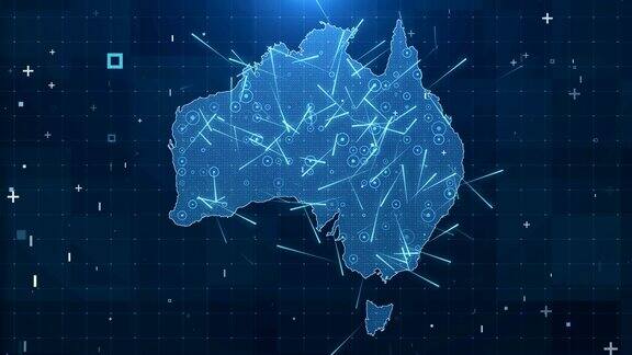 澳大利亚地图连接完整细节背景4K