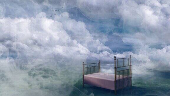 梦幻景观中的床