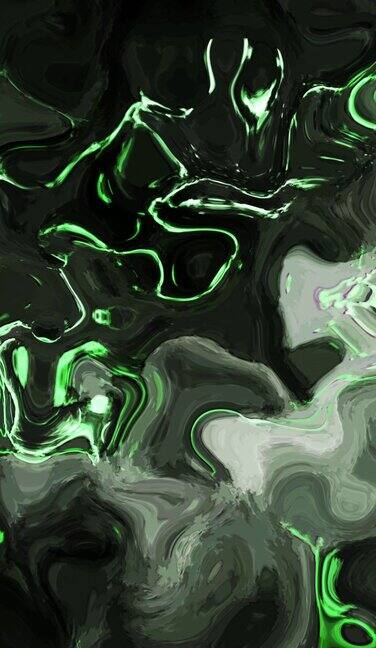 垂直抽象绿色和黑色大理石纹理动画-大理石图案背景在一个循环库存视频油漆墨水复制空间像贺卡空间彩色墨水运动水油漆大理石花纹艺术背景库存视频无缝循环
