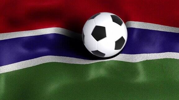 带有足球的冈比亚国旗