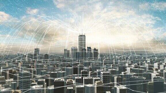 智慧城市与高速网络概念无线和移动