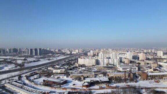 冬天的城市景观航拍城市景观