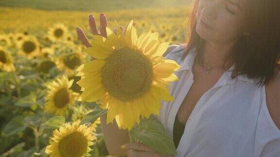 那个女孩手里拿着一朵向日葵