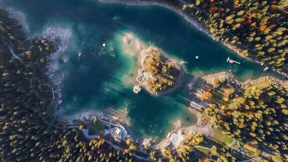 秋季以上湖森林山脉考马西瑞士航拍4k