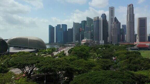 晴天新加坡市区航拍全景4k