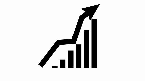 动画金融增长图表与趋势线图经济增长条形图矢量插图孤立的白色背景