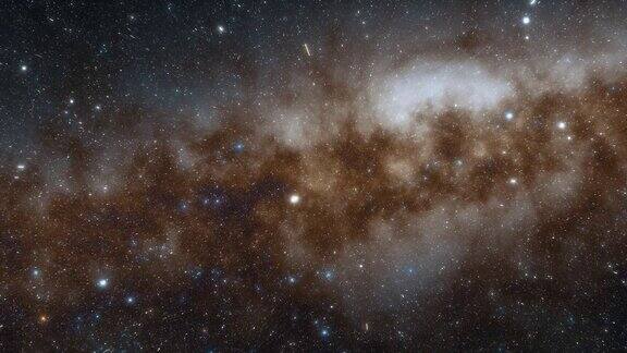 宇宙飞船以光速在太空中的星系中飞行银河系中有数十亿颗恒星美丽的星团4k动画