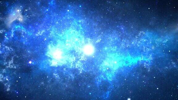 蓝色空间星云循环背景4k视频移动恒星空间背景旋转星云
