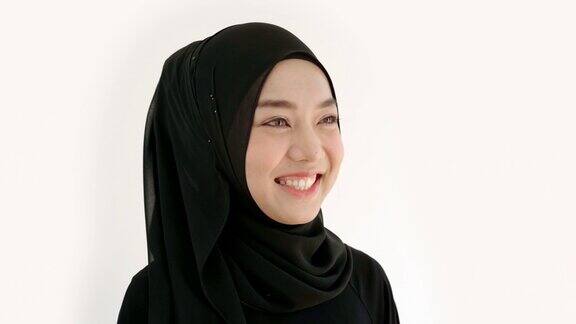 一个年轻的亚洲穆斯林妇女的特写