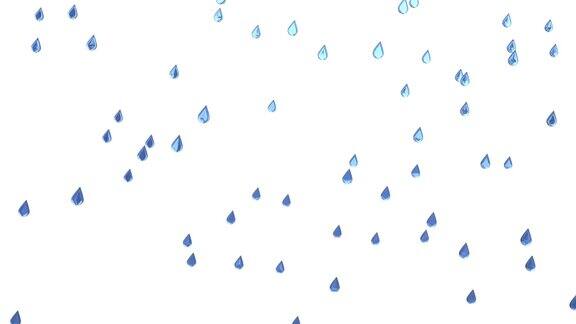 大雨滴落下孤立的天气预报背景概念3D视频