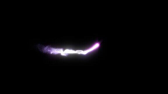 紫色螺旋光条纹移动和摆动发光和粒子隔离在黑色背景4K视频元素