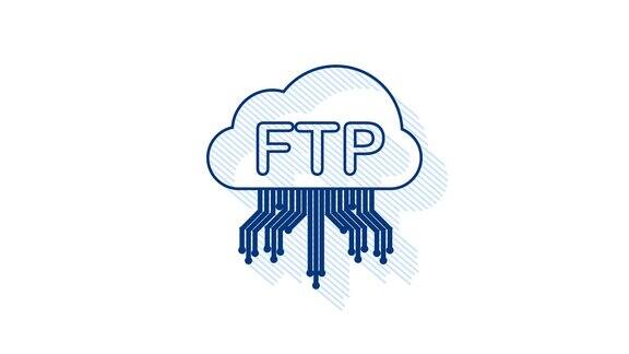 FTP文件传输图标FTP技术图标向服务器传输数据运动图形