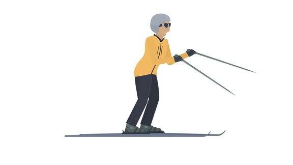 滑雪动画的滑雪运动员的卡通