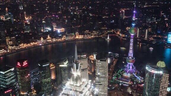 时间流逝上海市区从白天到夜晚的过渡