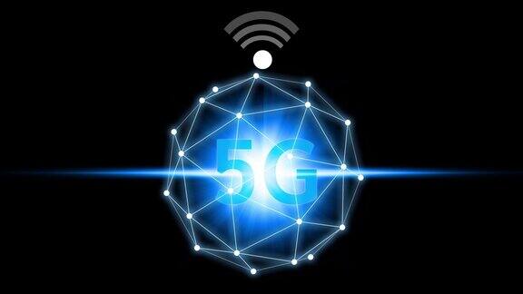 动漫连接5G图标技术5G技术与虚拟屏幕图标科技互联网5G全球网络概念