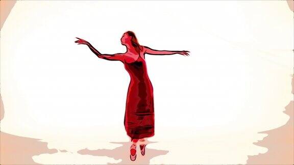 美丽的芭蕾舞演员在薄尼龙后面跳舞视频动画