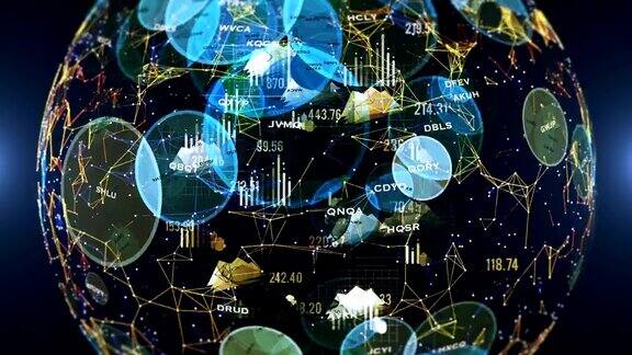 世界股市大数据动画模拟地球
