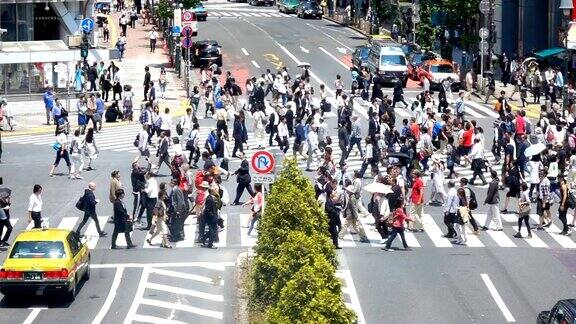 人们过街涉谷慢镜头