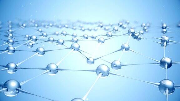 无缝循环动画缓慢移动的分子或网络从玻璃和水晶