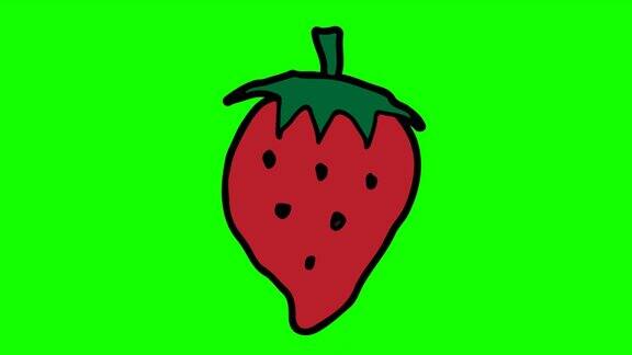 孩子们以草莓为主题画绿色背景