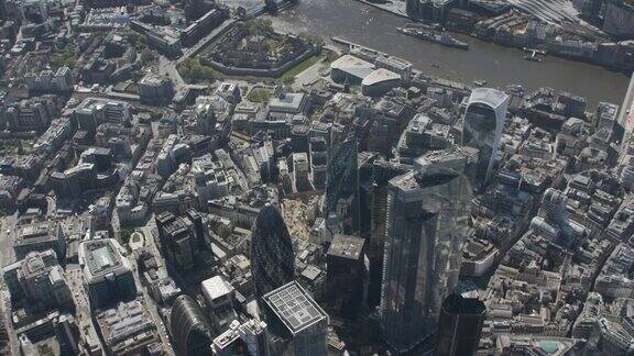 伦敦被封锁-直升机鸟瞰图的城市平方英里第一部分2020年4月