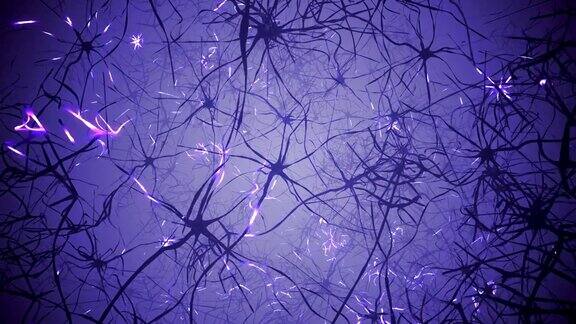 神经元在大脑神经网络的三维循环动画