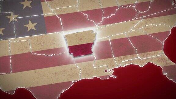 美国地图阿肯色州退出所有州可用红色的