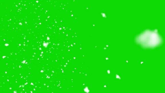 高细节和孤立的降雪开始在绿色屏幕上圣诞节短片效果下雪电影工业动画雪花下雪自然灾害关键词: