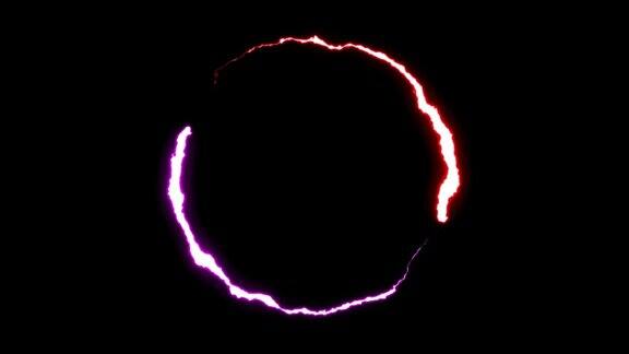 可循环动画红紫闪电圆飞行打击黑色背景动画新的质量独特的动态自然光效果视频片段