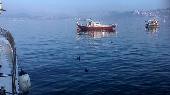 伊斯坦布尔博斯普鲁斯海峡的小船
