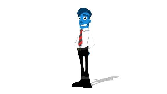 蓝色商人“演示点击器”可连接的角色动画