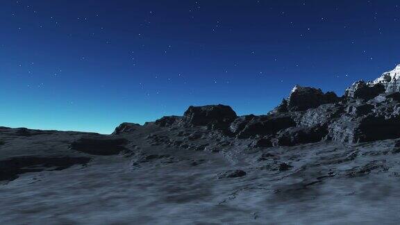 白雪皑皑的蓝山山顶夜晚有星星
