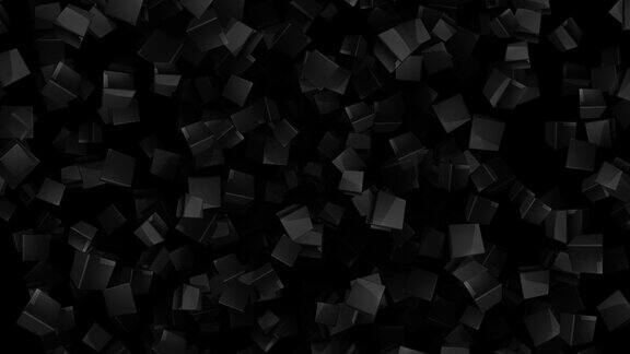 运动中的最小黑色立方面立方体旋转的3D渲染动画