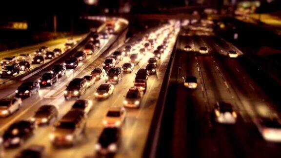 晚上高峰时间洛杉矶的交通-延时