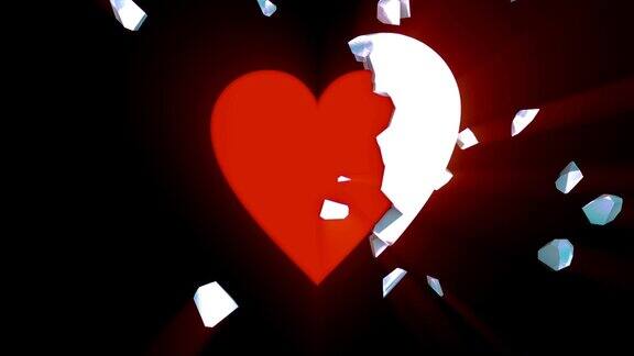 三维动画冰冻心脏改变为红色的心脏与阿尔法通道