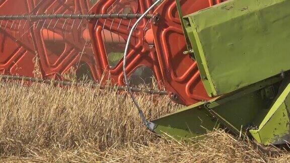 农用联合收割机在夏季收割废弃的小麦全景4k