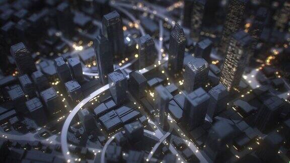 夜晚的城市景观交通的抽象描绘-供应链能源危机夜生活