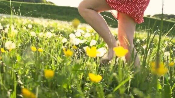 超级慢莫:女人跑在野花上