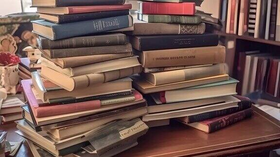 书架上有很多书
