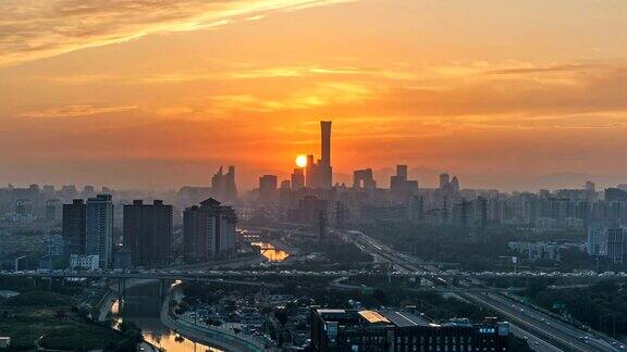 夕阳下的北京CBD