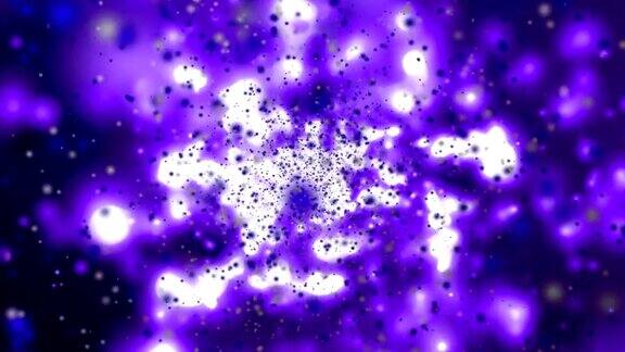 紫色背景下的抽象动画粒子